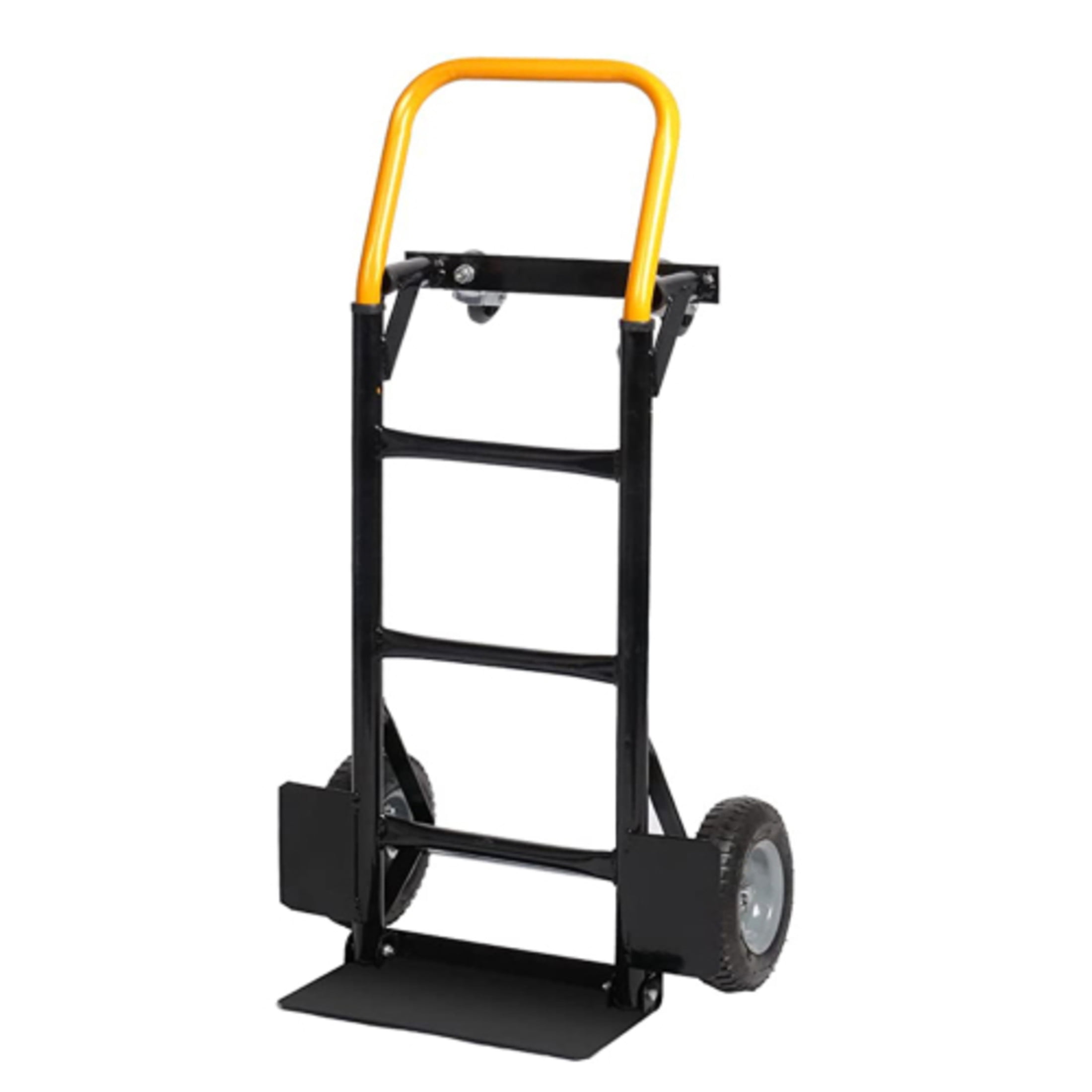 GDF Studio 2-in-1 Dual Purpose Hand Truck and 4-Wheel Platform Push Cart, Metal Heavy Duty Dolly Cart, Yellow & Black
