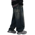 thumbnail image 5 of Men's Baggy Hop Jeans Wide Leg Skater Denim Pants Casual Loose Fit Long Trousers Streetwear, 5 of 7