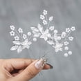 thumbnail image 3 of Heread Crystal Bride Wedding Hair Pins Silver Flower Bridal Head Piece Pearl Hair Accessories for Women and Girls (Pack of 3) (A Silver), 3 of 5