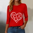 thumbnail image 6 of felwors Womens Tops 3/4 Sleeve T Shirts Plus Size Crewneck Flowers Graphic Basic Tees for Women Fall Fashion Clothes 2025 (Red, M), 6 of 8