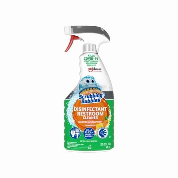 SC Johnson SJN334879 32 oz Scrubbing Bubbles Disinfectant Restroom Cleaner - Fresh Scent - Spray Bottle - Box of 8