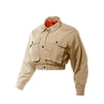 thumbnail image 2 of A2Y Women's Cropped Front Two Pocket Snap Quilted Padding Bomber Jacket Khaki S, 2 of 3