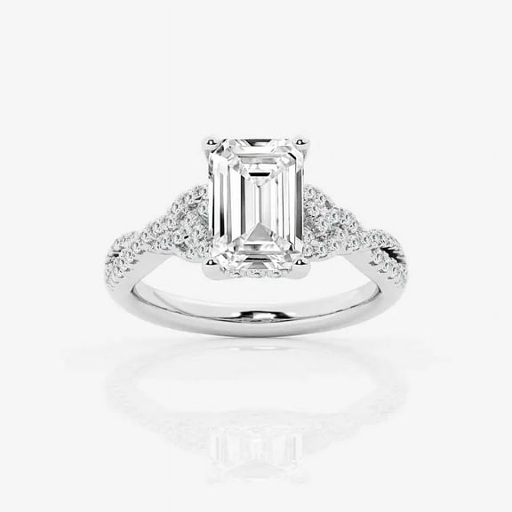 Zoya Jewel 1.8 Ct Emerald Cut Lab Created Diamond Infinity Promise Ring – Women’s Engagement Jewelry – Crossover Style – 14K White Gold Plated – Celebration Gift