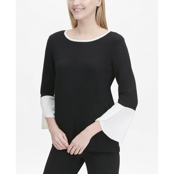 Calvin Klein Womens Colorblocked Tulip Sleeve Sweater Size XL