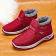 thumbnail image 3 of Rokment Winter Snow Boots for Women Seniors Lightweight Comfortable Warm Fleece Lined Low Heel Anti-Slip Hiking Trekking Walking Ankle Booties Cold Weather Red Size 6.5, 3 of 5