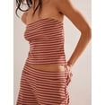 thumbnail image 4 of Conjuntos de Verano para Mujer, Conjuntos de Dos Piezas para Estar en Casa, Top y Pantalón de Tubo A Rayas, Conjuntos A Juego para Vacaciones en la Playa Rosa Oscuro XL, 4 of 8