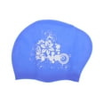 thumbnail image 1 of Gorro de natación impermeable con patrón floral para mujeres, 1 pieza, azul, 1 of 6