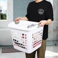 thumbnail image 5 of Saedy 4 Pack Large Plastic Laundry Baskets, White Clothes Hamper for Laundry, 5 of 7
