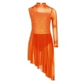 thumbnail image 2 of TiaoBug Girls Latin Jazz Ballet Lyrical Dance Dress Figure Ice Skating Asymmetrical Skirt Leotard Dancewear Orange 10, 2 of 6