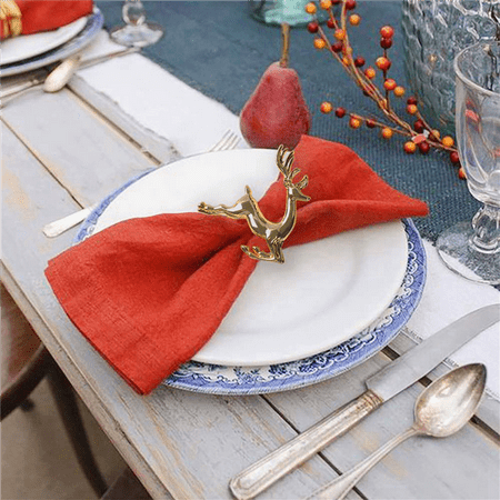 

6Pcs Gold Elk Napkin Rings for Place Settings Christmas &Home Kitchen