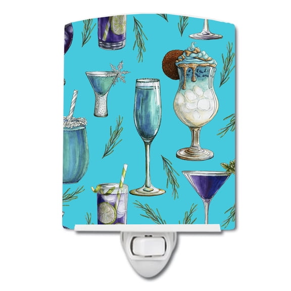 Caroline's Treasures BB5203CNL Drinks and Cocktails Blue Ceramic Night Light, 6x4x3", multicolor