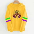 thumbnail image 2 of Women Mardi Gras Hoodies Long Sleeve Striped Hooded Sweatshirt Carnival Mask Pullover Top Holiday Parade Shirts Fat Tuesday Casual Long Sleeve Shirt Funny Vocation Outfits Yellow S, 2 of 4