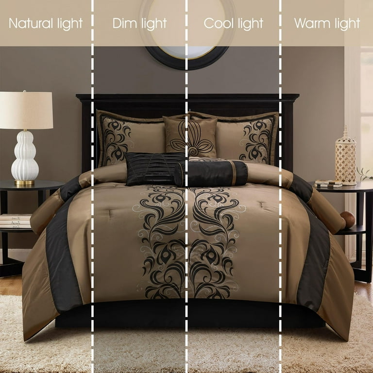 Nanshing Hylda 7 Piece Glam Comforter Set California King Brown