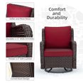 thumbnail image 3 of Yartaka 3 Pieces Patio Conversation Set PE Rattan Wicker Chairs Outdoor Furniture Set, Red, 3 of 8