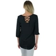 thumbnail image 2 of ToBeInStyle Womens Peasant V-Neck Strappy Back Blouse - Black - Small, 2 of 7