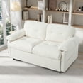 thumbnail image 3 of Convertible Sleeper Sofa, Queen Size Pull-Out Sofa Bed, 3-in-1 Chenille Loveseat with Side Storage & Casters for Living Room, Apartment, Beige, 3 of 11