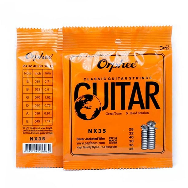 Orphee, 1 Bolsa, Cuerdas De Guitarra, Serie Nx De Nailon, Cuerda De Guitarra Acústica Clásica, Alambre Chapado En Plata, Tensión Normal, Pieza De Herramientas Para Guitarra Vogacara FN002526-00
