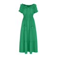 thumbnail image 4 of SNNROO Offres Tente Femme Été Automne Mode Manches Courtes Invité de Mariage Robe de Soirée Unie Épaules Dénudées Col Boho Robes Ajustées Grande Balançoire Vacances Plage Vert 4, 4 of 7