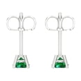 thumbnail image 3 of 0.2 ct Push-Back Stud Earrings for Women | 3.0mm Round Cut Simulated Emerald | 18K White Gold, 3 of 4