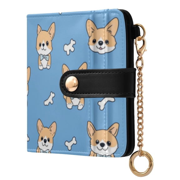 Qxltty Gentleman Corgi Ladies Wallet Rfid Slim Thin Compact Credit Card Women Wallet Zipper Coin Pocket and ID Window for Female Gifts