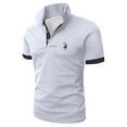 thumbnail image 3 of Polos for Men Short Sleeve Deer Print Lapel T Shirt Color Matching Loose Business Foreign Trade Casual Men Polo Shirts White XL, 3 of 3