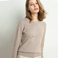 thumbnail image 2 of Lokdsa Sweaters for Women Women'S New Round Neck Long Sleeve Loose Pullover Solid Knit Bottom Shirt Pullover Sweaters for Women Khaki, 2 of 5