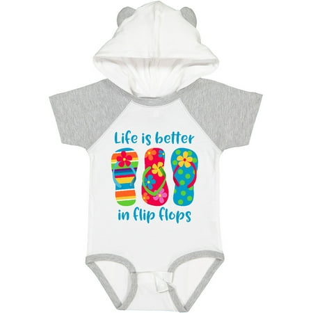 

Inktastic Life is Better Flip Flops Gift Baby Girl Bodysuit