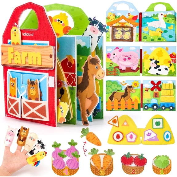 Farm Animals Busy Board for Kids,Montessori Toys for Toddlers,Learning Birthday Gifts for 1-3 3-5 5-8 Year Old