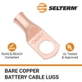 thumbnail image 3 of SELTERM 2 AWG 1/2" Ring Battery Cable End Terminal Lugs Bare Copper 10ea, 3 of 3
