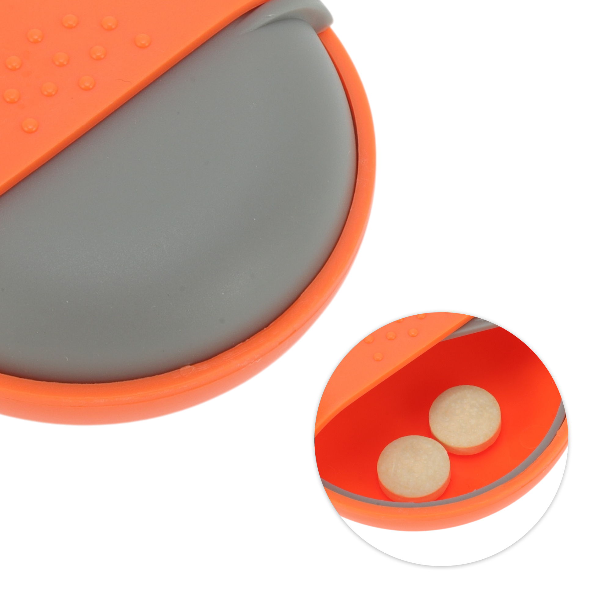 Unique Bargains Useful Durable 1 Grid Round Rotating Pill Case 1 Pc Orange