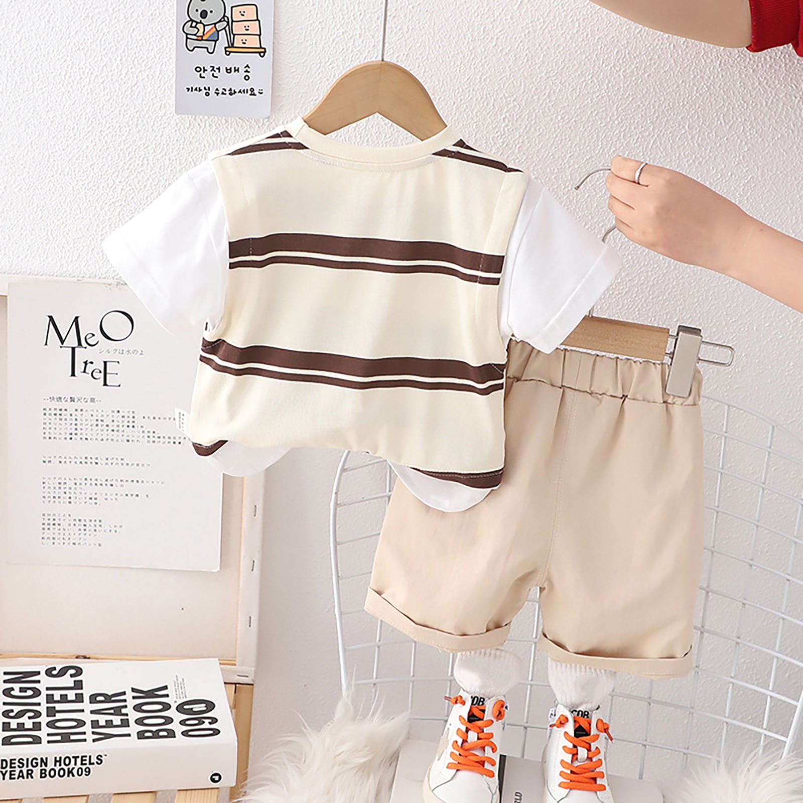 LNMQLPDBS Baby Boys' Clothing Sets Striped Short Sleeve Crewneck T Shirt with Pocket + Solid Color Shorts 2pcs Outfits Toddler Boys Clothes 3 Year Old Boy Gifts Summer Casual Set for School Daily