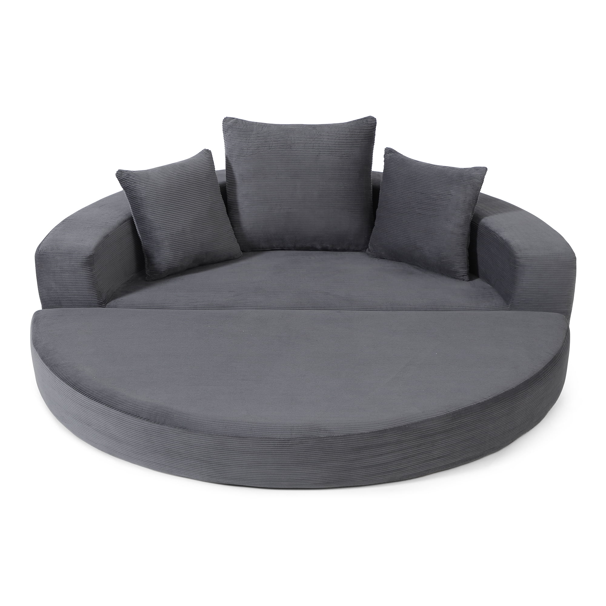 Leumius 2 in 1 Convertible Sofa Bed,Oversized Corduroy Upholstered Boneless Couch,Loveseat Sleeper with Pull Out Bed for Living Room Bedroom Lounge,No Assembly Required,Grey