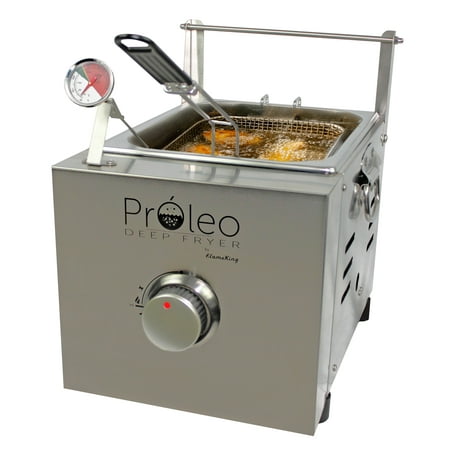 Flame King Proleo Tabletop Propane Deep Fryer, 2.5-Gallon with Oil Thermometer, 5-foot Propane Hose