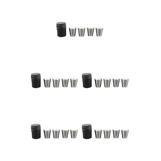 Inteprter 4 Pieces 30ml Stainless Steel Wine Mug Jug Travel Outdoor Stackable Cup Whisky Kitchen Drinkware Glass Camping Type2 NO2