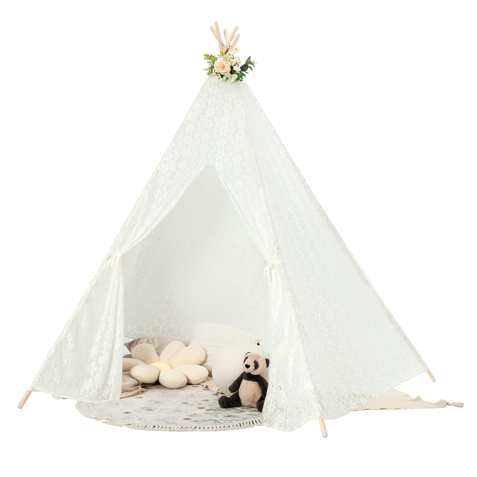 Avrsol Large Lace Teepee Tent - 85 Inches Tall, Fits 2-3 Adults, For Parties & Outdoor Decor