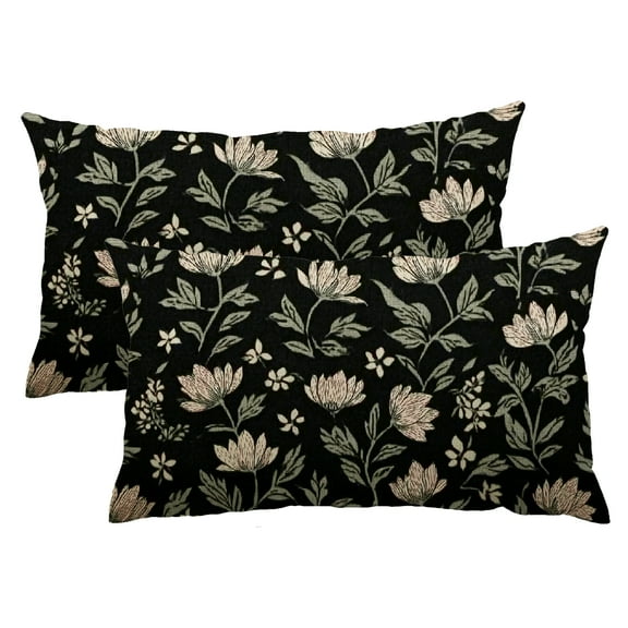 Qinduosi Vintage Flower Lumbar Pillow Covers 12x20 Set of 2 Rustic Old Style Cute Small Floral Decorative Throw Outdoor PillowCase Farmhouse Long Cushion Case Decor for Sofa Couch Bed 12x20inch