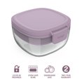 thumbnail image 4 of Bentgo Glass - Leak-Proof Salad Container with Large 61-oz Salad Bowl, 4-Compartment Bento-Style Tray for Toppings, 3-oz Sauce Container for Dressings, and Built-In Reusable Fork (Lavender), 4 of 5