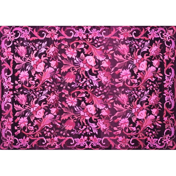 Ahgly Company Indoor Rectangle Medallion Pink French Area Rugs, 4' x 6'