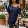 thumbnail image 5 of yillto Womens off Shoulder Top Short Sleeve Fashion Blouse Casual Summer Going out Loose Tunics Tee, 5 of 6
