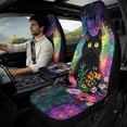 thumbnail image 2 of Xixirimido Automotive Seat Covers for Cars Trucks and SUVs Car Seat Covers for Front Seats with Car Seatbelt Covers & Armrest Box Cover, Set of 5, Cat Vibrant Floral Starry Night, 2 of 8