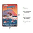 thumbnail image 2 of Fly To Hawaii by Clipper - Surfer Diamond Head Crater - Vintage Airline Travel Poster by Mark Von Arenburg c.1940s - 8 x 12 inch Vintage Metal Tin Sign, 2 of 4