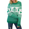thumbnail image 3 of Suéter feo de Navidad para mujer Jersey de punto lindo impreso cuello redondo suéteres jerseys, 3 of 5