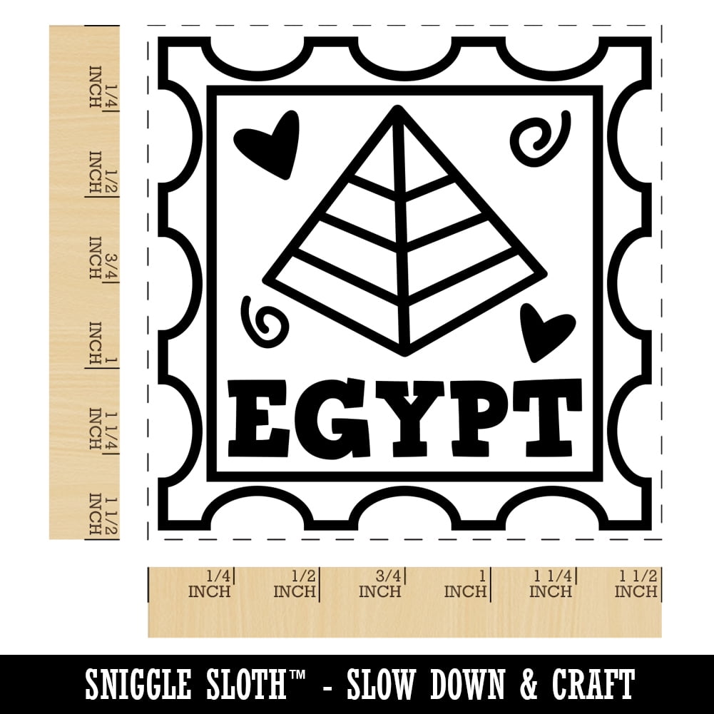 Egypt Pyramid Passport Travel Self-Inking Rubber Stamp Ink Stamper - Red Ink - Large 1-1/2 Inch