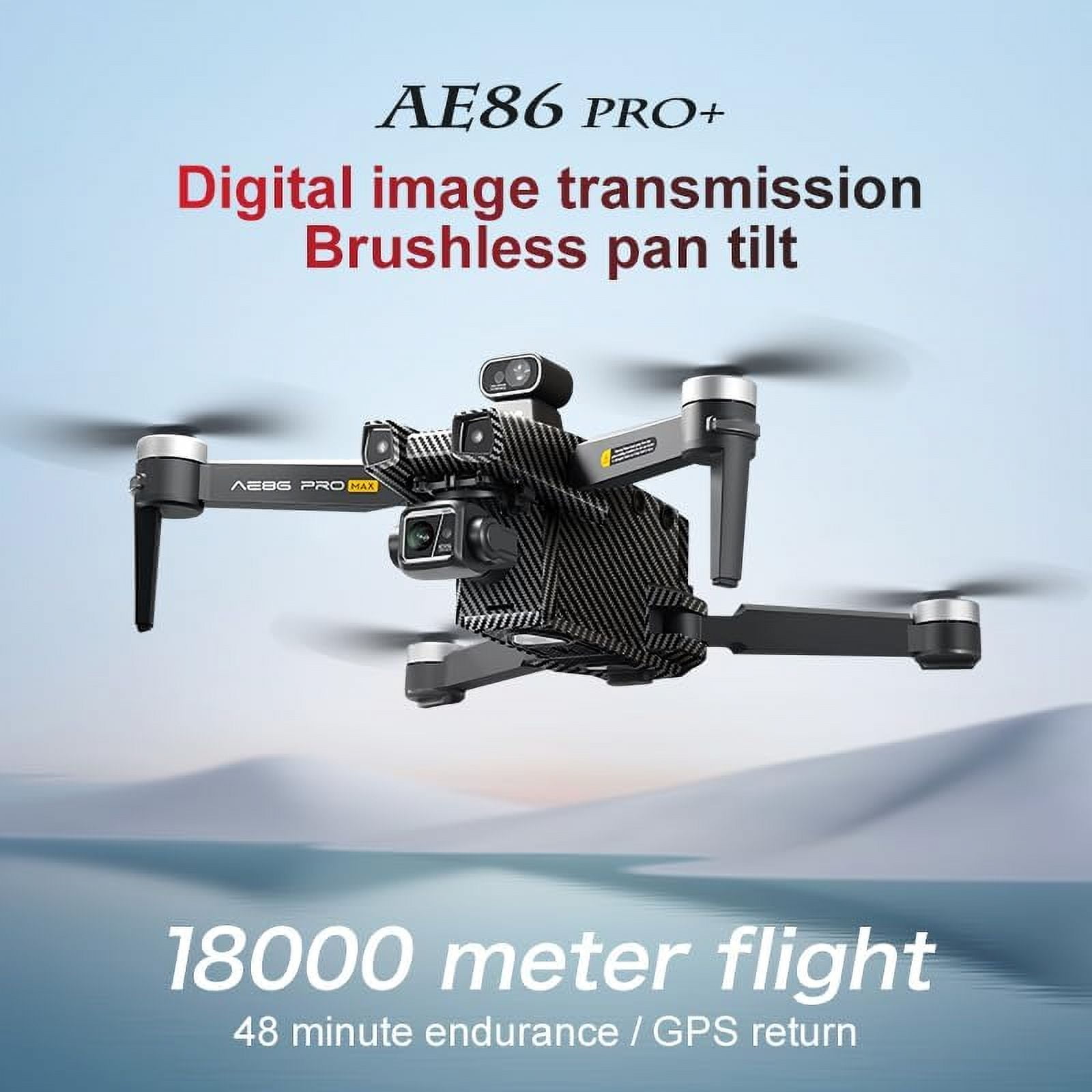 AE86 Pro Max Screen Control Aerial Drone with Obstacle Avoidance, 48-Minute Flight Time, 3-Axis Stabilized Gimbal, Aerial Camera, Black/Grey