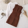thumbnail image 5 of WOYY Girls Outfits Knit Ribbed Long Sleeve Top Sleeveless Dress Fall Clothes Set, Size 7-12, 5 of 8