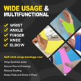 thumbnail image 3 of 12 Rolls Self Adhesive Bandage Wrap, Elastic Athletic Tape, Self Stick Bandage Tape, Vet Wrap, Medical Wrap for Wrist, Feet, 2" x 5 Yards Spring 2 Inch, 3 of 5
