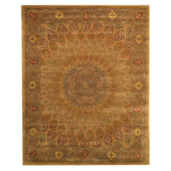 Hand-tufted Wool Gold Traditional Oriental Gombad Rug