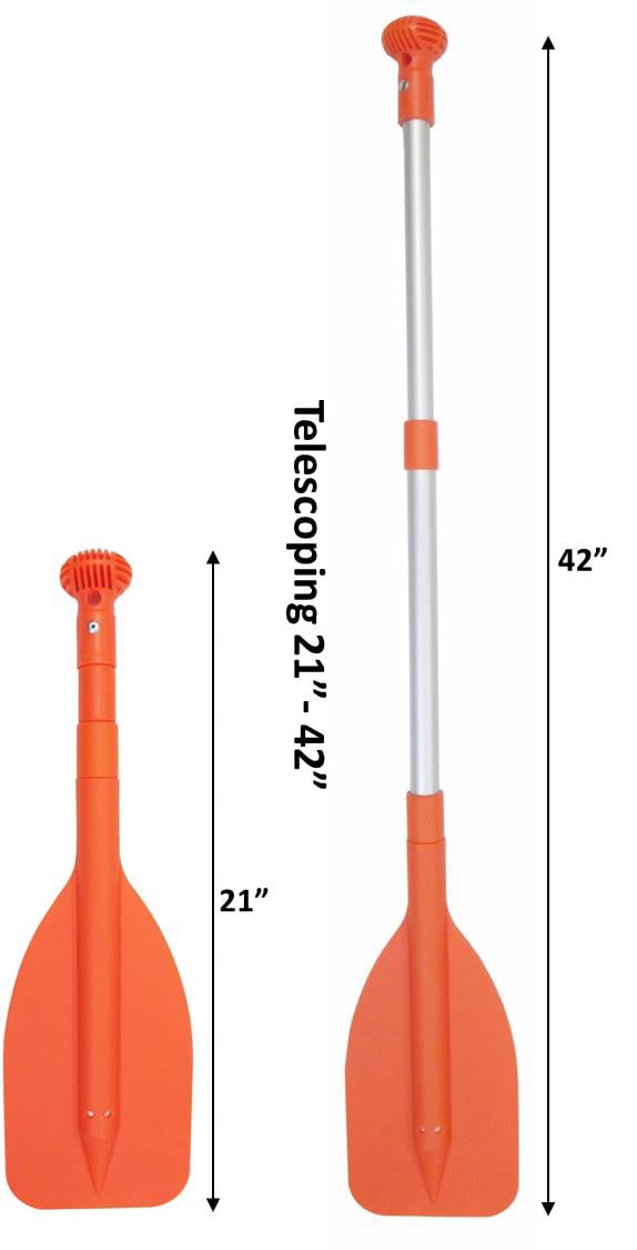 Pactrade Marine Boat Kayak Raft Set of 2 Mini Telescopic Emergency 22'' - 42'' Paddle Orange Blade Round Grip No Direction Limit New Design ( 2 pcs )