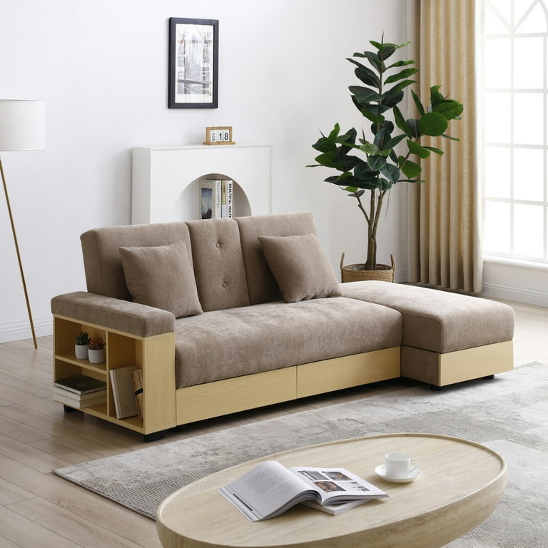 【sansan23 】DAY SOFA 2P ONE ARM R Convertible Sleeper Sofa Couch,Multifunctional Double Folding Sofa