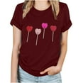 thumbnail image 4 of Sakmal Ladies Tops and Blouses Red Short Sleeve Love Heart Crew Neck T-Shirts Womens T Shirts, 4 of 4